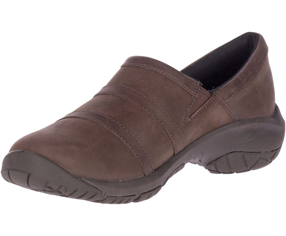 Merrell Slip Ons Damskie Brązowe - Encore Moc 4 Skórzane - 604783-WLJ